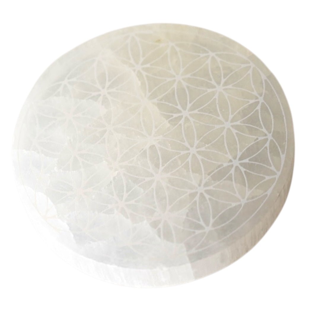 Selenit Scheibe „Blume des Lebens“ - CrystalScents