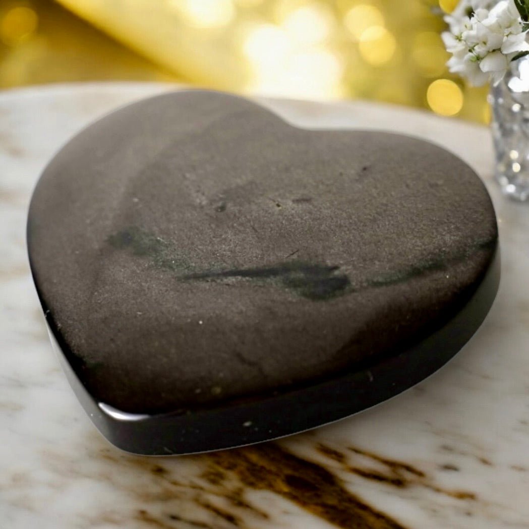 Silber Obsidian Herz - CrystalScents