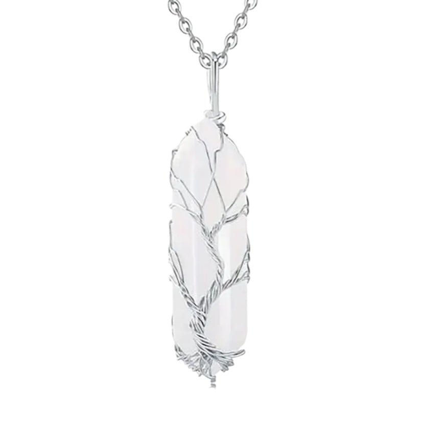 Silberne Halskette mit silberverziertem Bergkristall Doppelender - CrystalScents