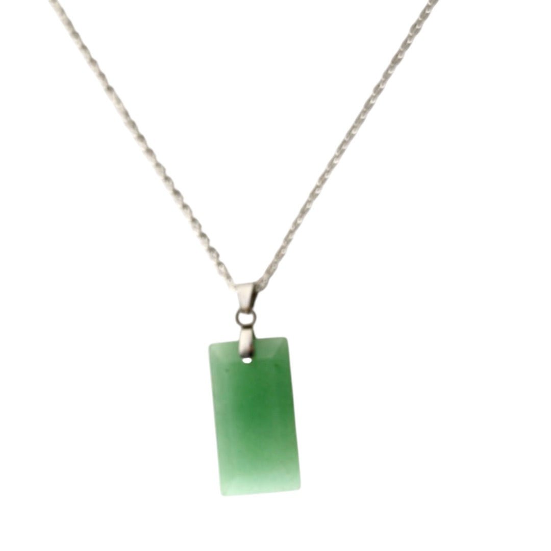 Silberne Kette mit geschliffenem Aventurin - Anhänger - CrystalScents
