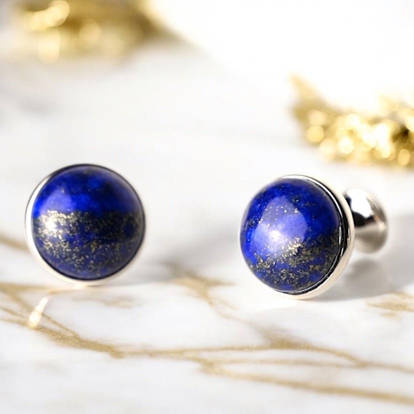 Silberne Manschettenknöpfe Lapislazuli - CrystalScents