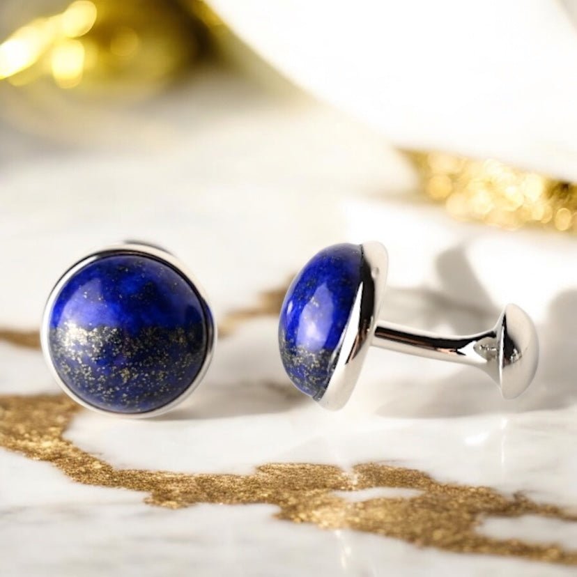Silberne Manschettenknöpfe Lapislazuli - CrystalScents