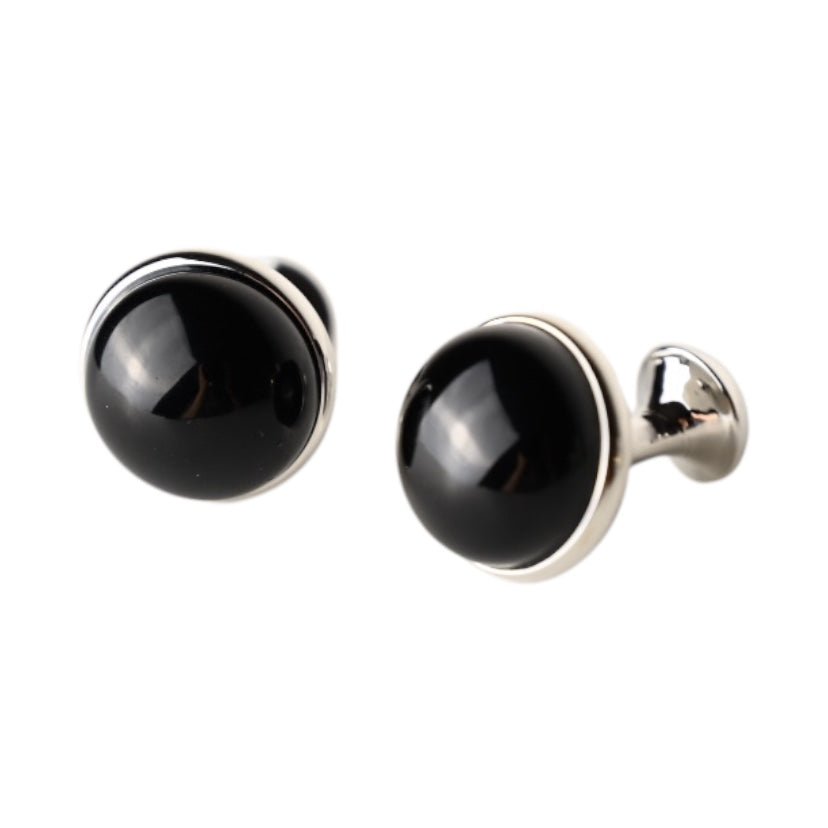 Silberne Manschettenknöpfe Obsidian - CrystalScents