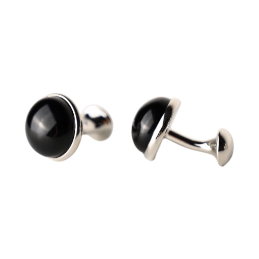 Silberne Manschettenknöpfe Obsidian - CrystalScents