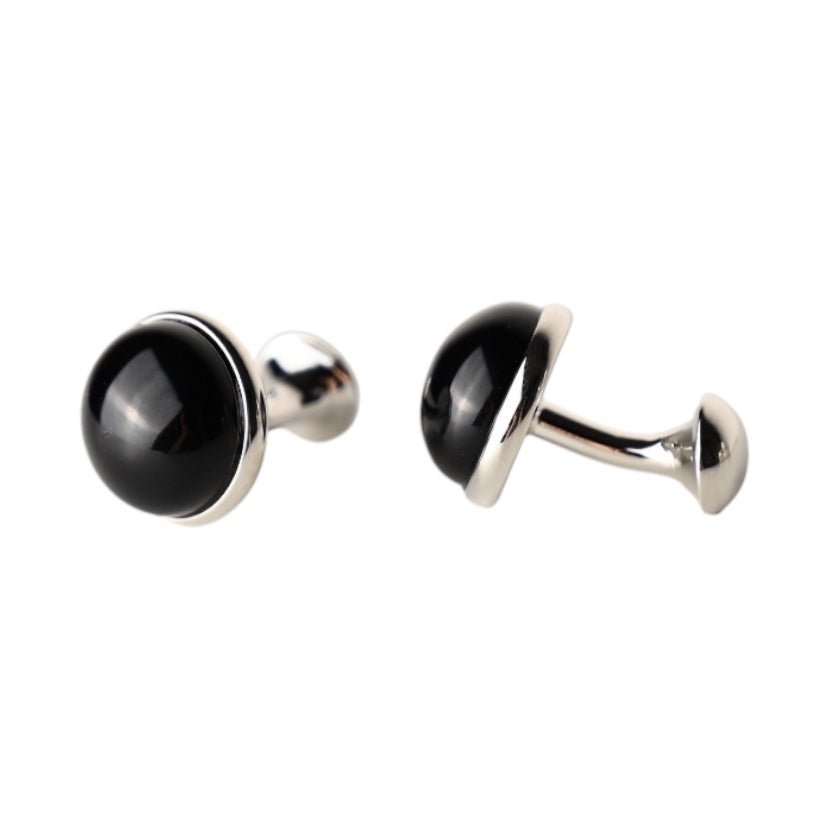 Silberne Manschettenknöpfe Obsidian - CrystalScents