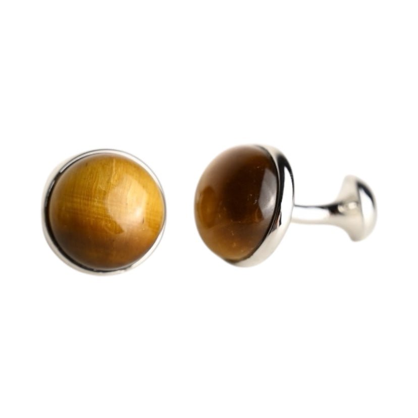 Silberne Manschettenknöpfe Tigerauge - CrystalScents