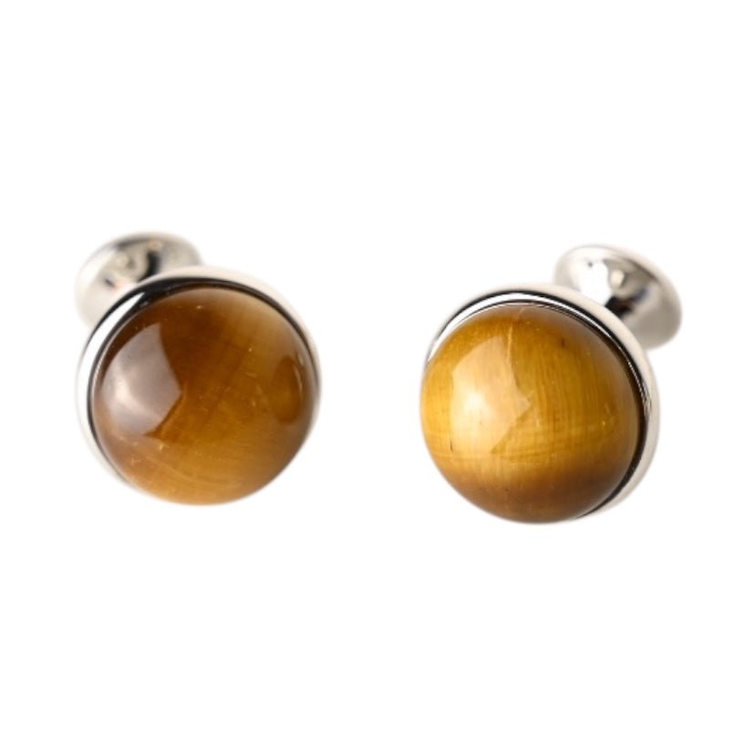 Silberne Manschettenknöpfe Tigerauge - CrystalScents