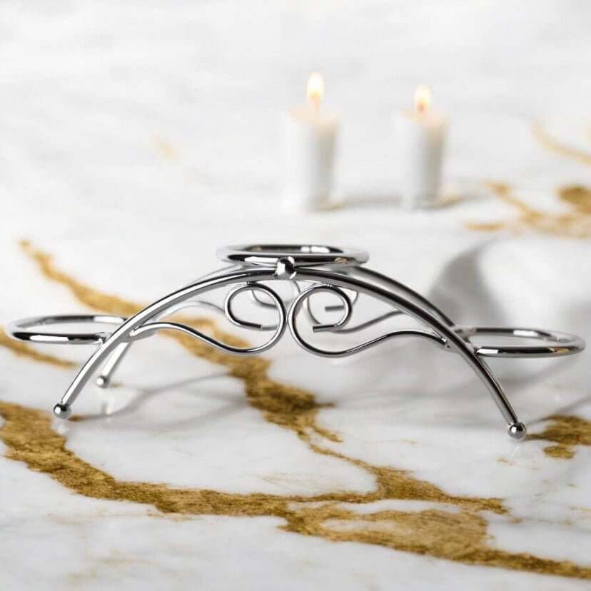 Eleganter Kugelhalter in Silber – für 3 Edelstein- oder Kristallkugeln
