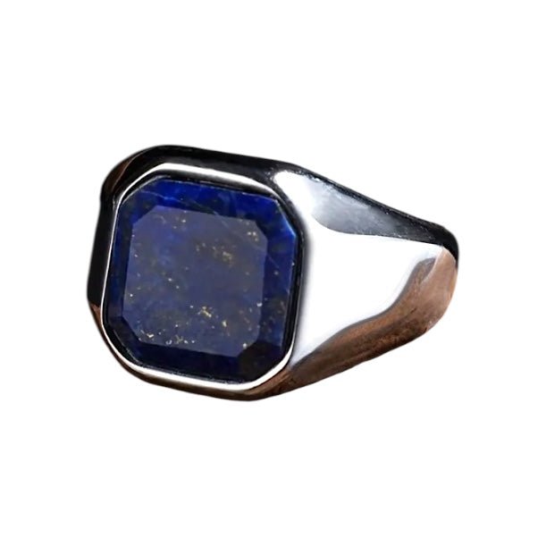 Silberner Ring mit quadratischem Lapislazuli - CrystalScents