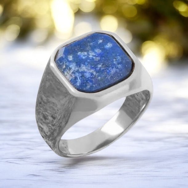 Silberner Ring mit quadratischem Lapislazuli - CrystalScents