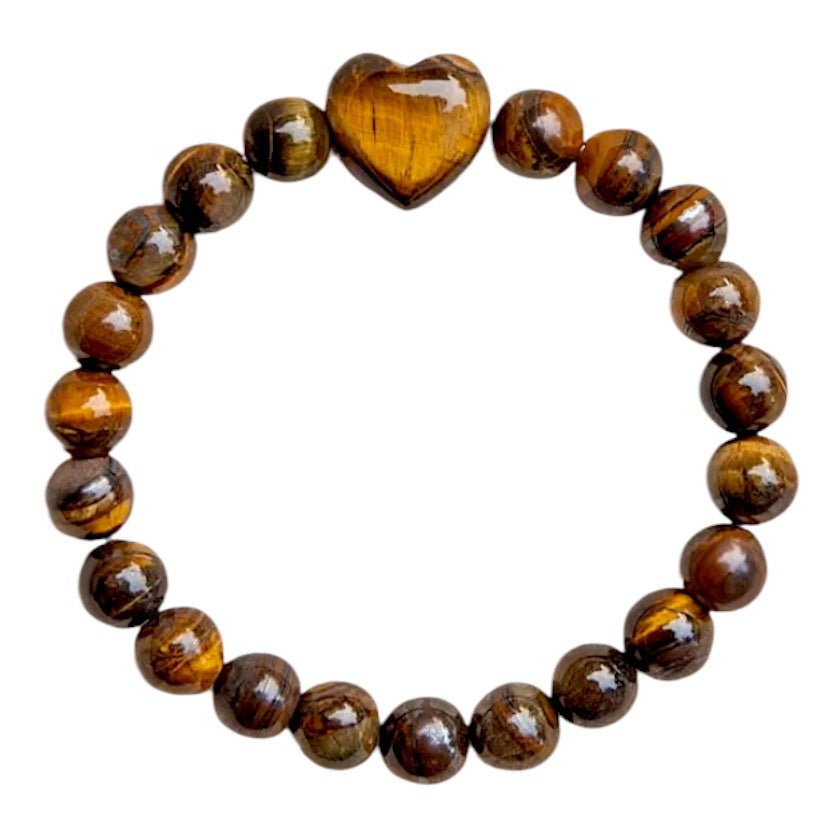 Tigerauge Kugelarmband mit Herz - CrystalScents