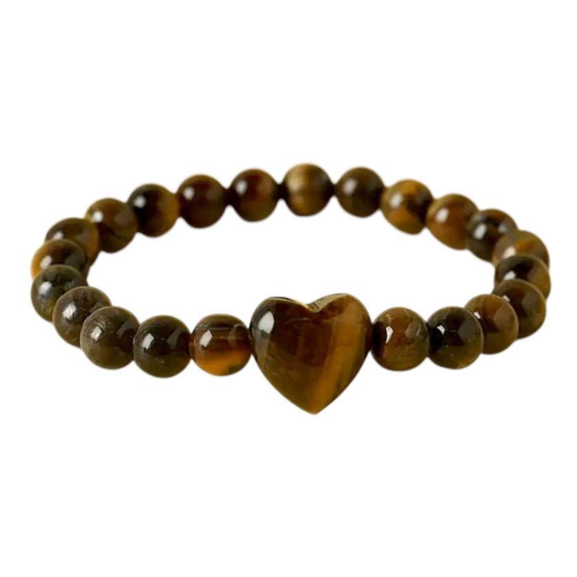 Tigerauge Kugelarmband mit Herz - CrystalScents