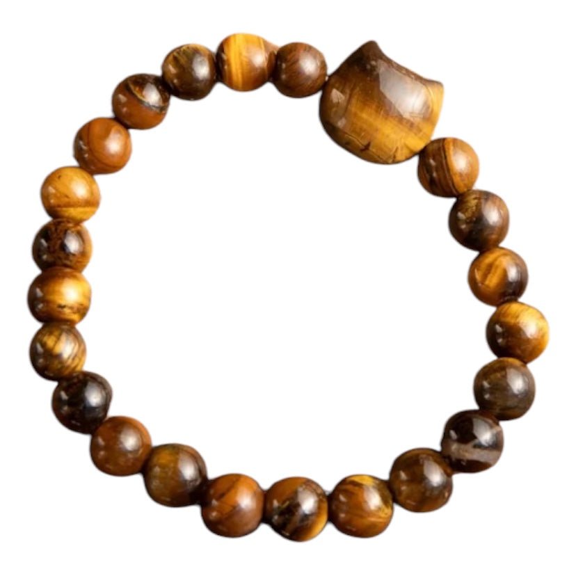 Tigerauge Kugelarmband mit Katze - CrystalScents