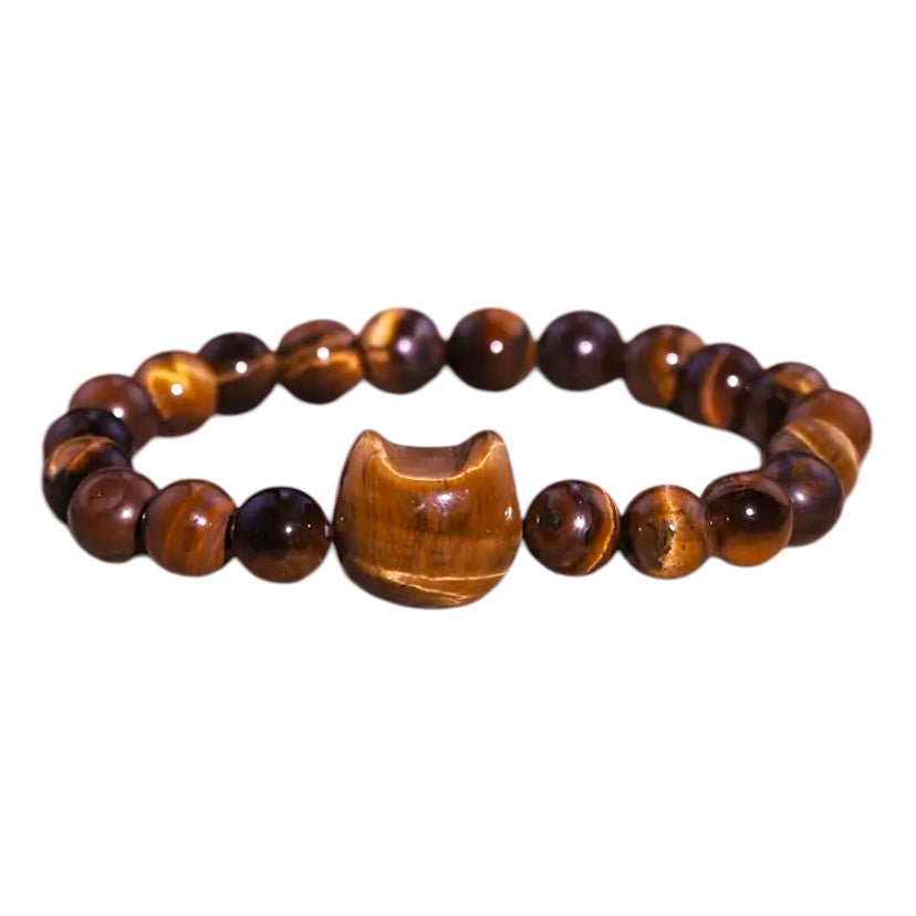 Tigerauge Kugelarmband mit Katze - CrystalScents