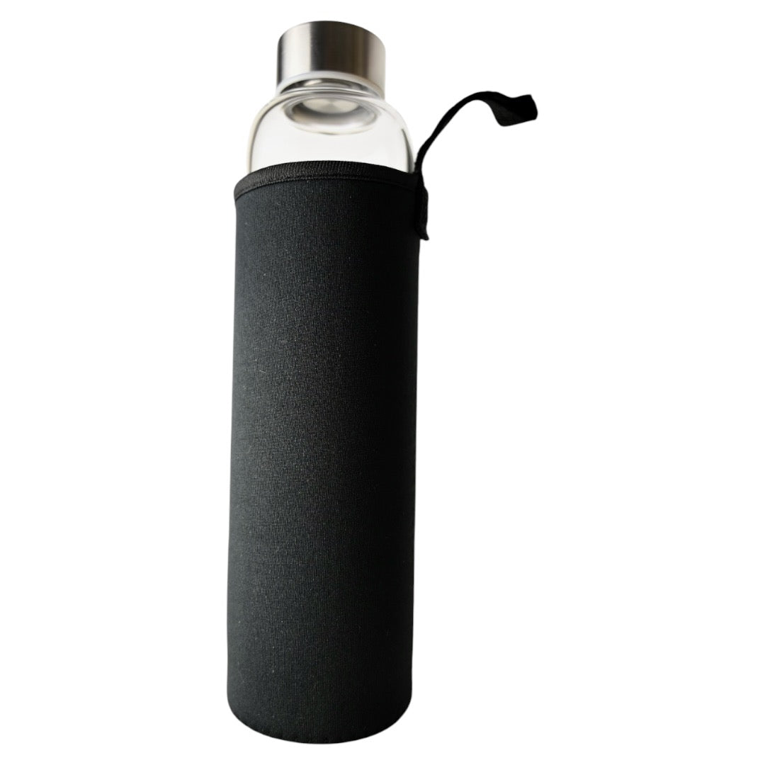 Trinkflasche Silber mit Trommelsteinen; Tigerauge - CrystalScents