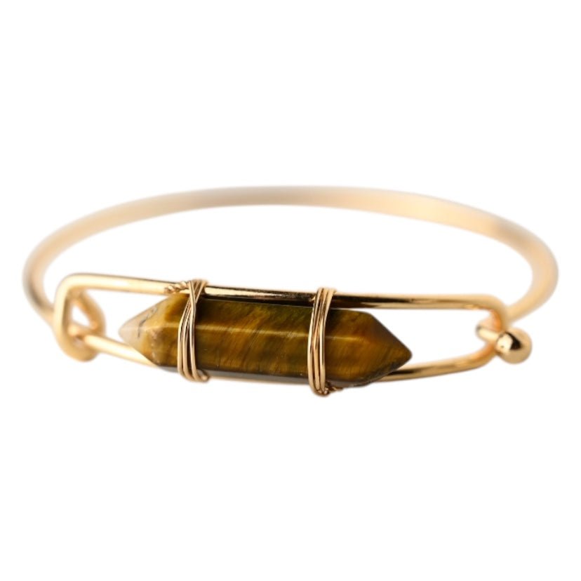 Verschließbarer goldener Armreif mit Tigeraugen - Doppelender - CrystalScents