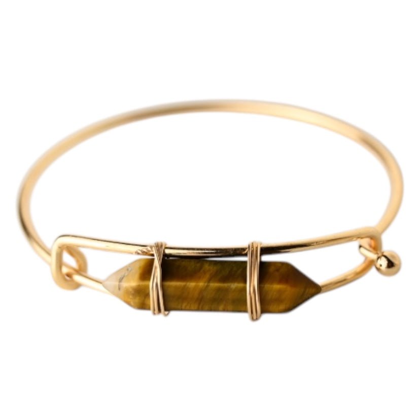 Verschließbarer goldener Armreif mit Tigeraugen - Doppelender - CrystalScents