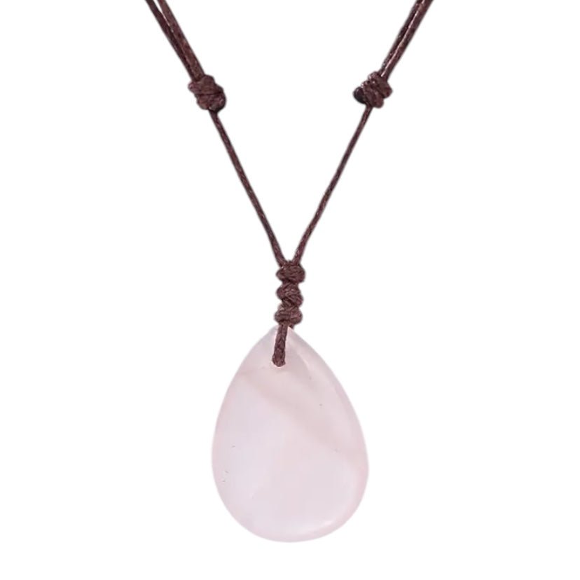 Verstellbare Halskette mit tropfenförmigem Rosenquarz - CrystalScents