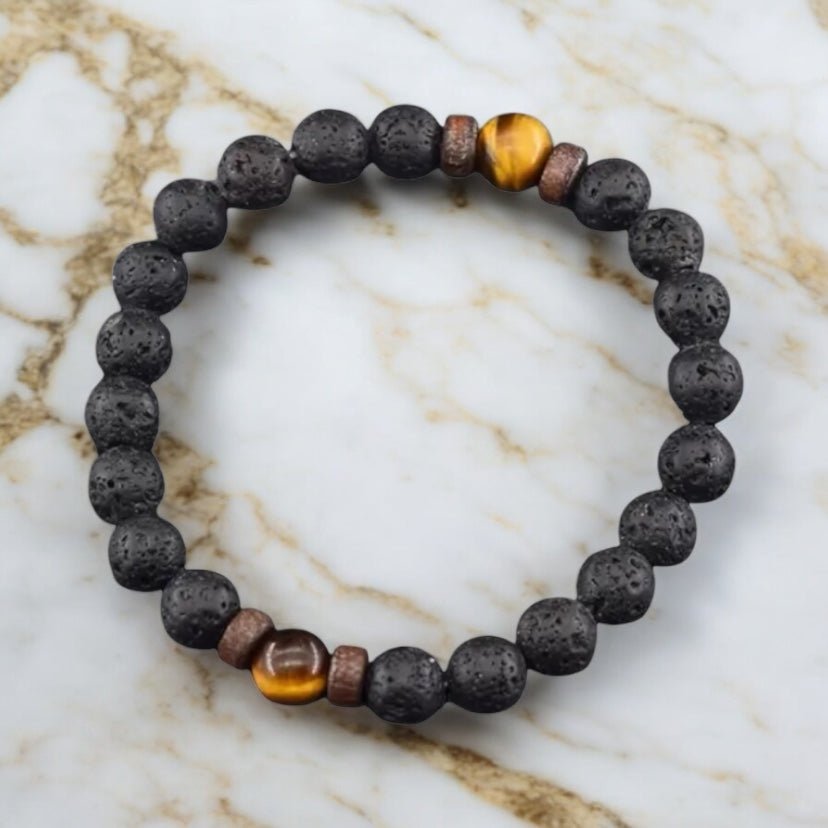 Vulkanstein & Tigerauge Armband - CrystalScents