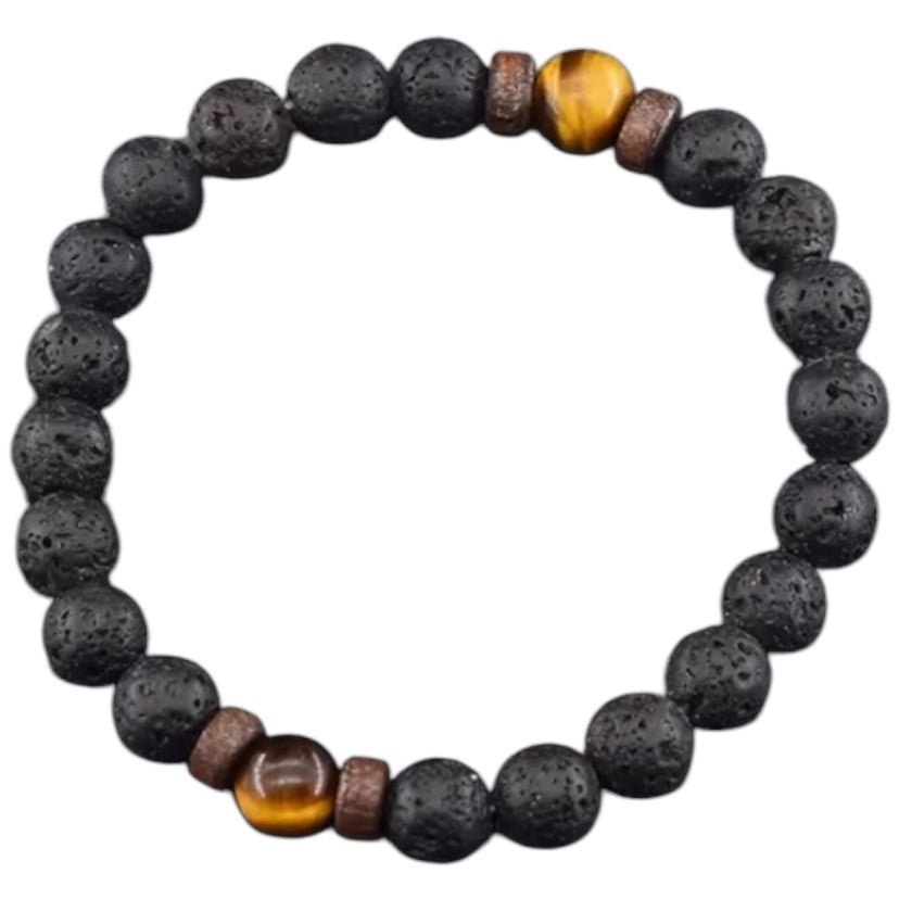 Vulkanstein & Tigerauge Armband - CrystalScents