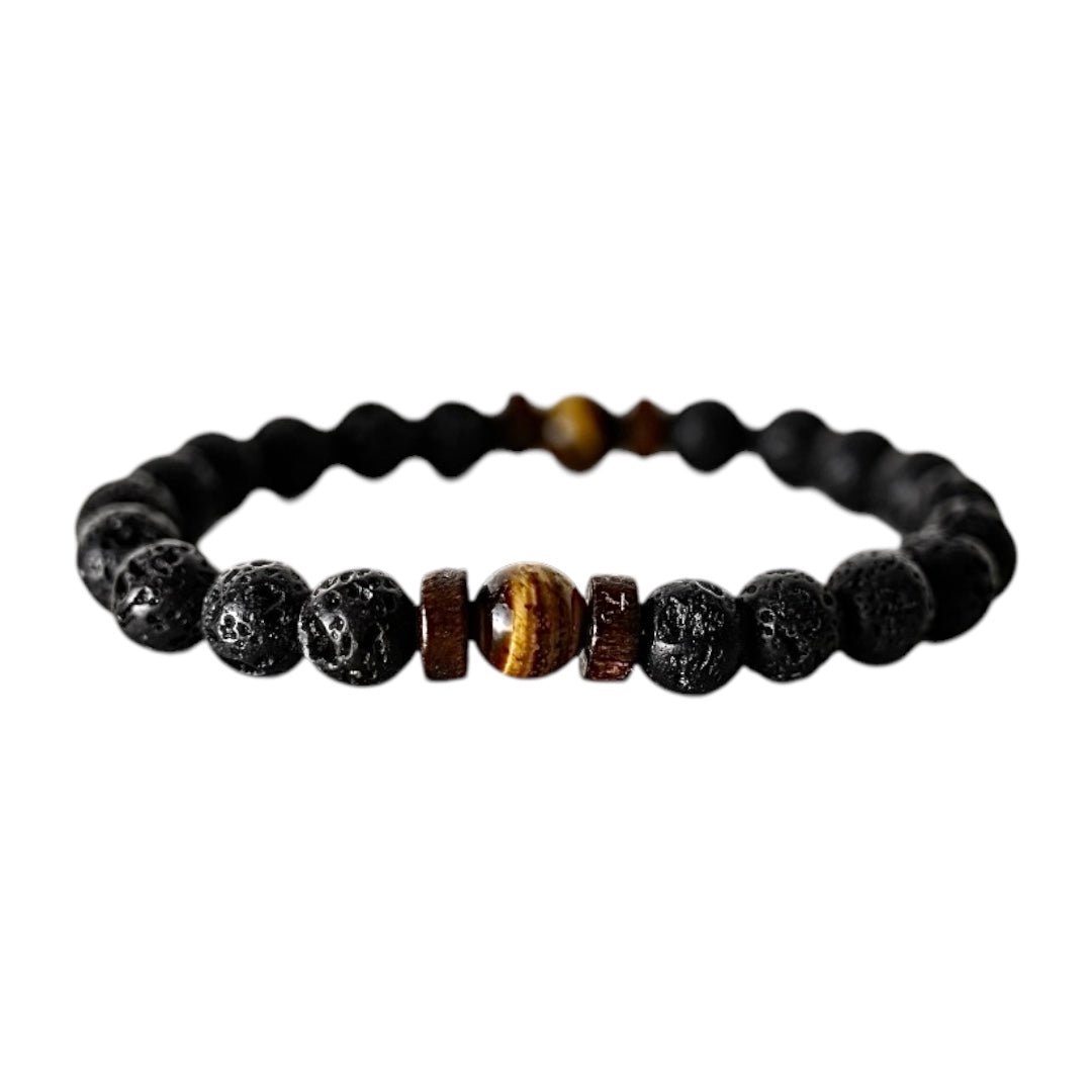 Vulkanstein & Tigerauge Armband - CrystalScents