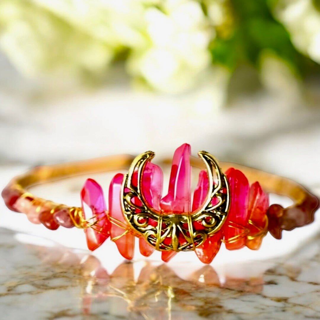 Wunderschöne Erdbeerquarz - Tiara - CrystalScents