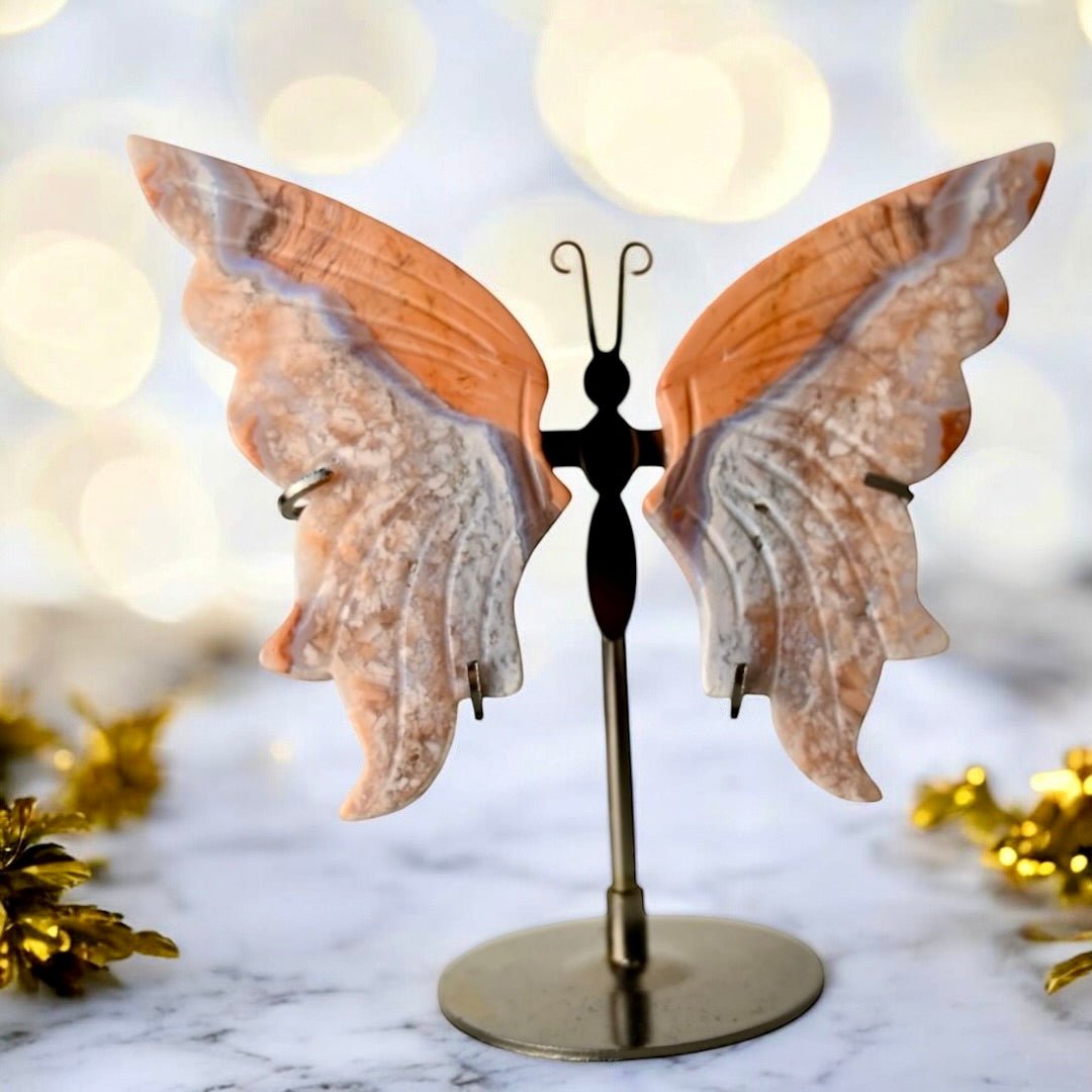 Wunderschöner Schmetterling mit Kirschblüten Achat - Flügel - CrystalScents