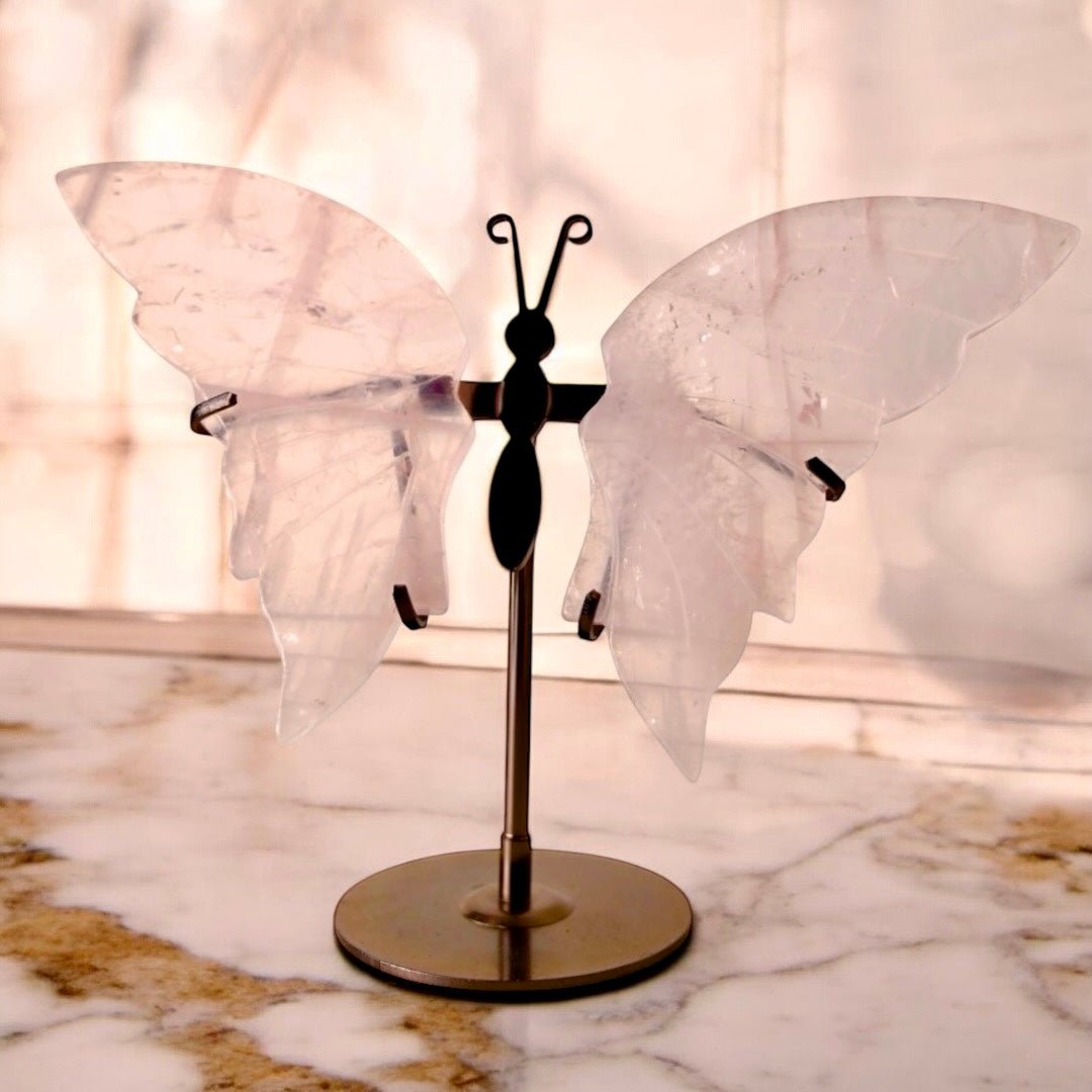 Wunderschöner Schmetterling mit Rosenquarz - Flügeln - CrystalScents