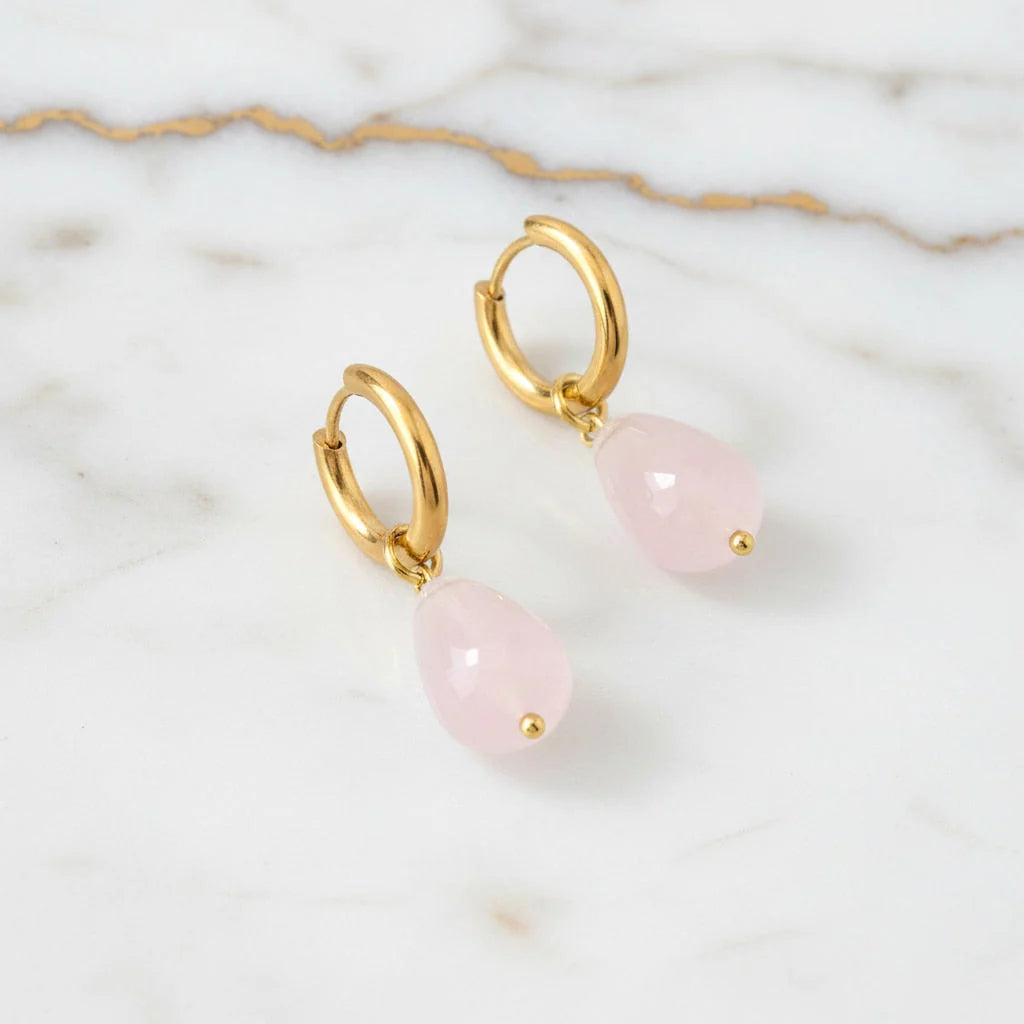 Rosenquarz Ohrringe – Selbstliebe, Mindset, Herzenergie & Kristallschmuck