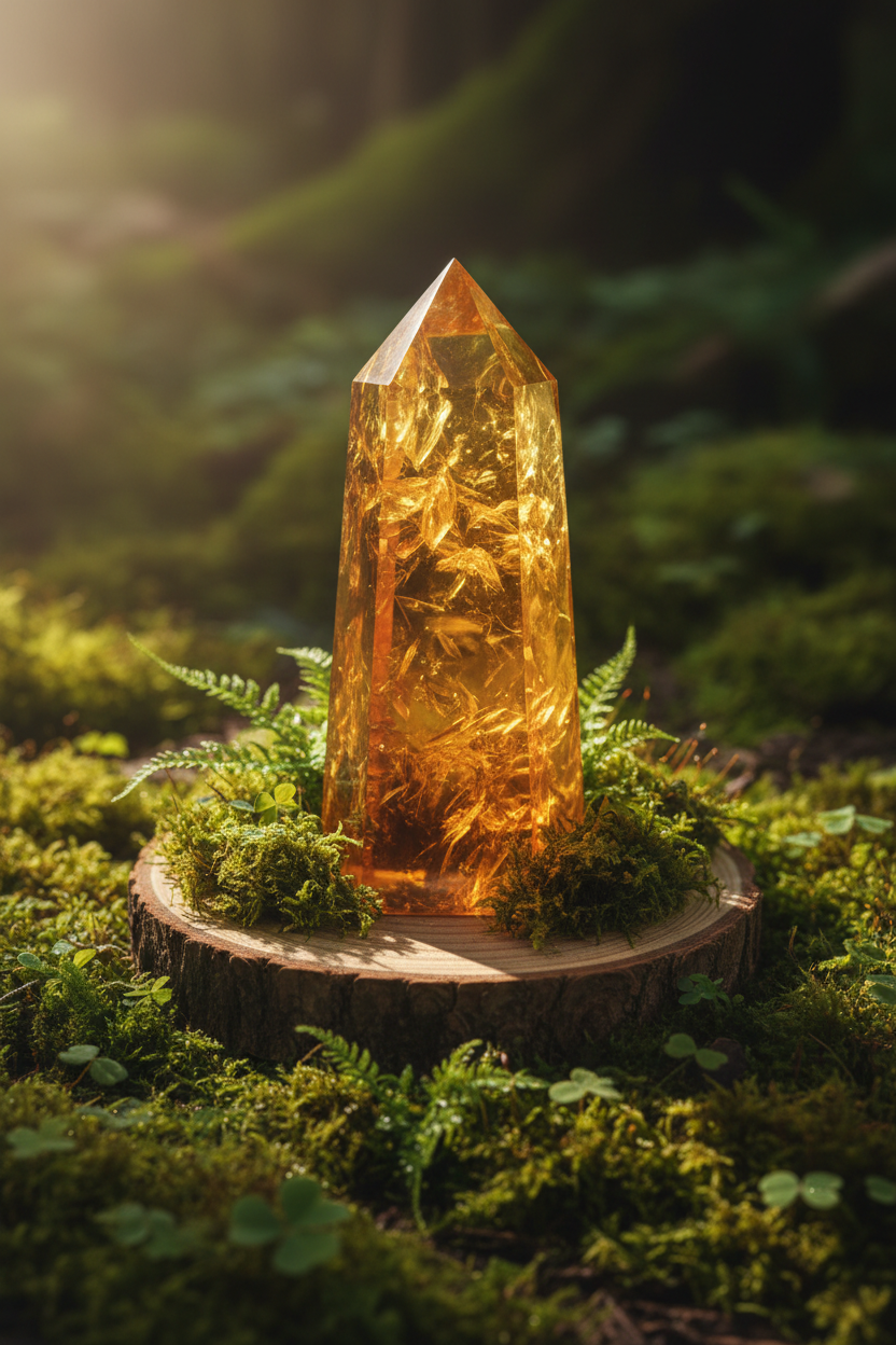 Bernstein Obelisk – Fokus, Energiefluss & natürliche Harmonie CrystalScents