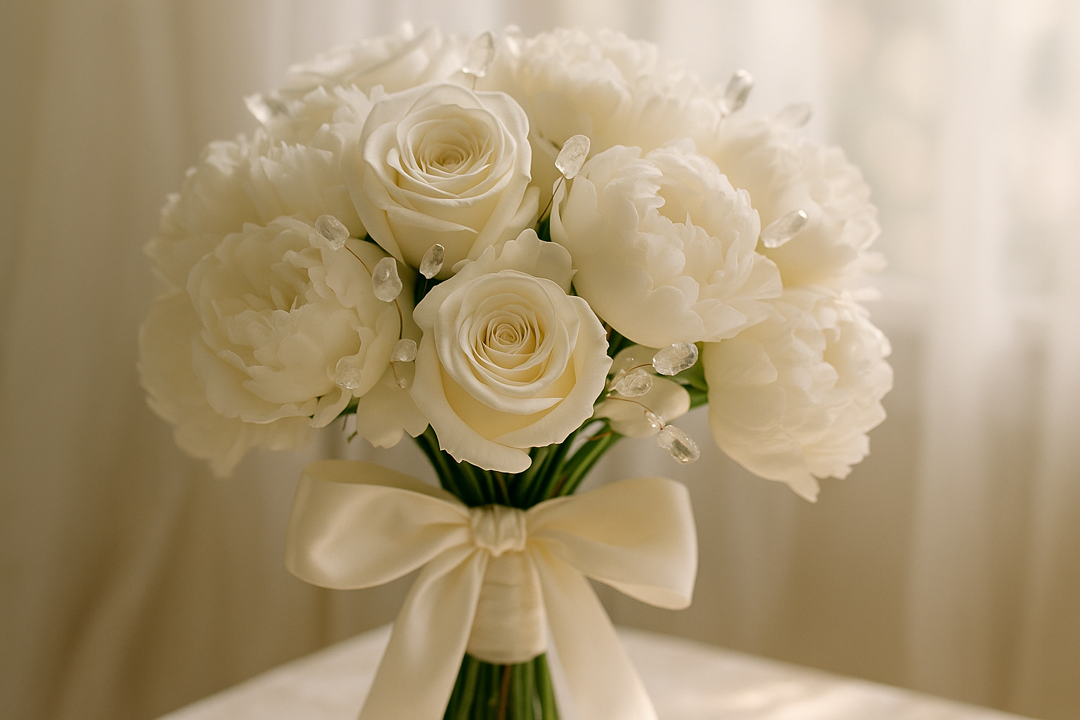 Hochzeit Tischdeko Idee – Kristallglas & sanfte Akzente