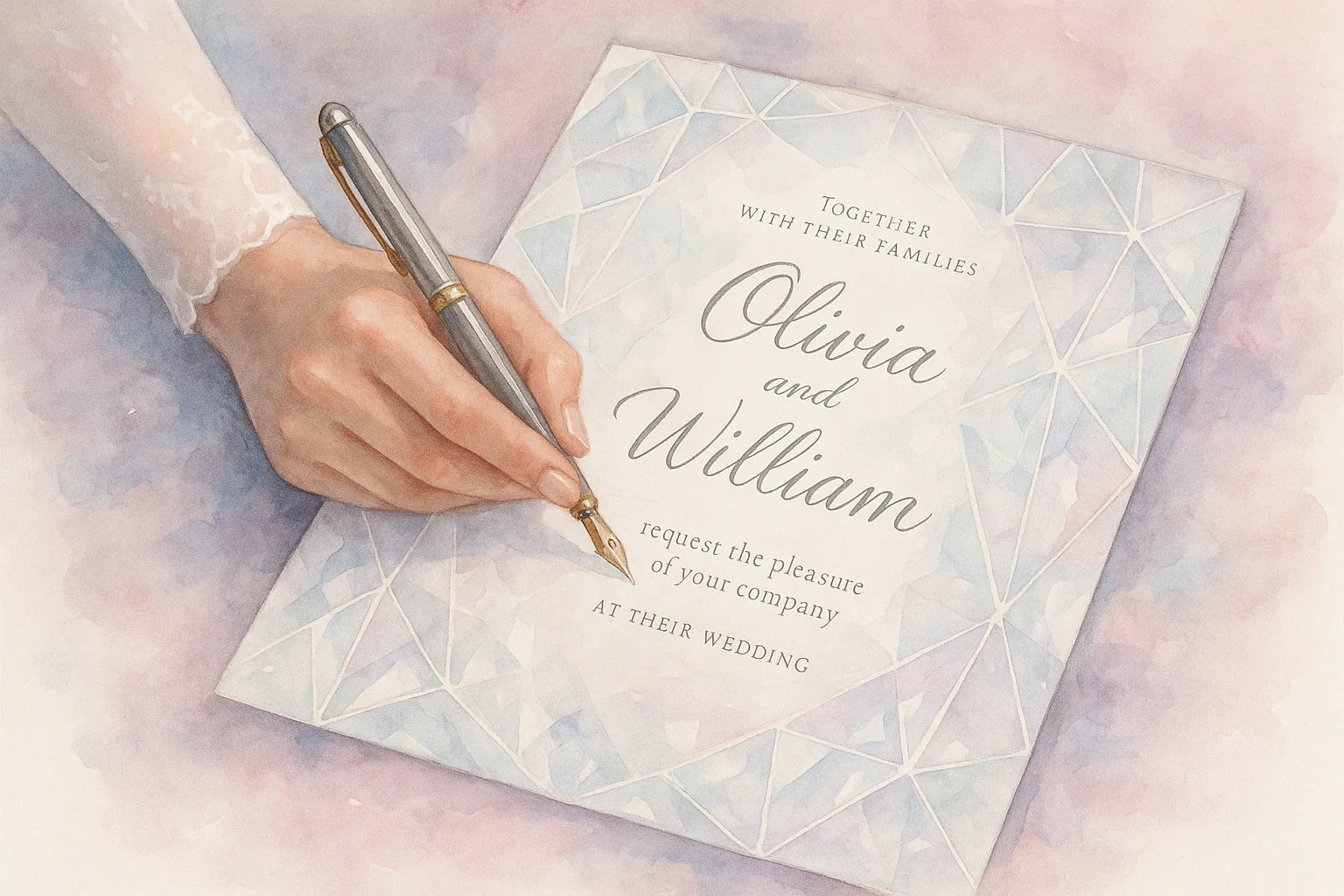 Hochzeitseinladungen 2026 – Kristallmotive & symbolische Eleganz