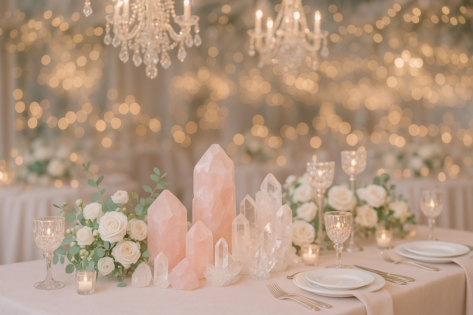 Hochzeit Dekoration mit Kristallen – Glamour mit Energie