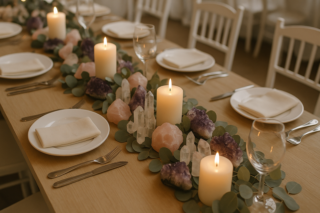 Hochzeitskerze mit Kristallen – Symbol für Liebe, Licht & Harmonie CrystalScents