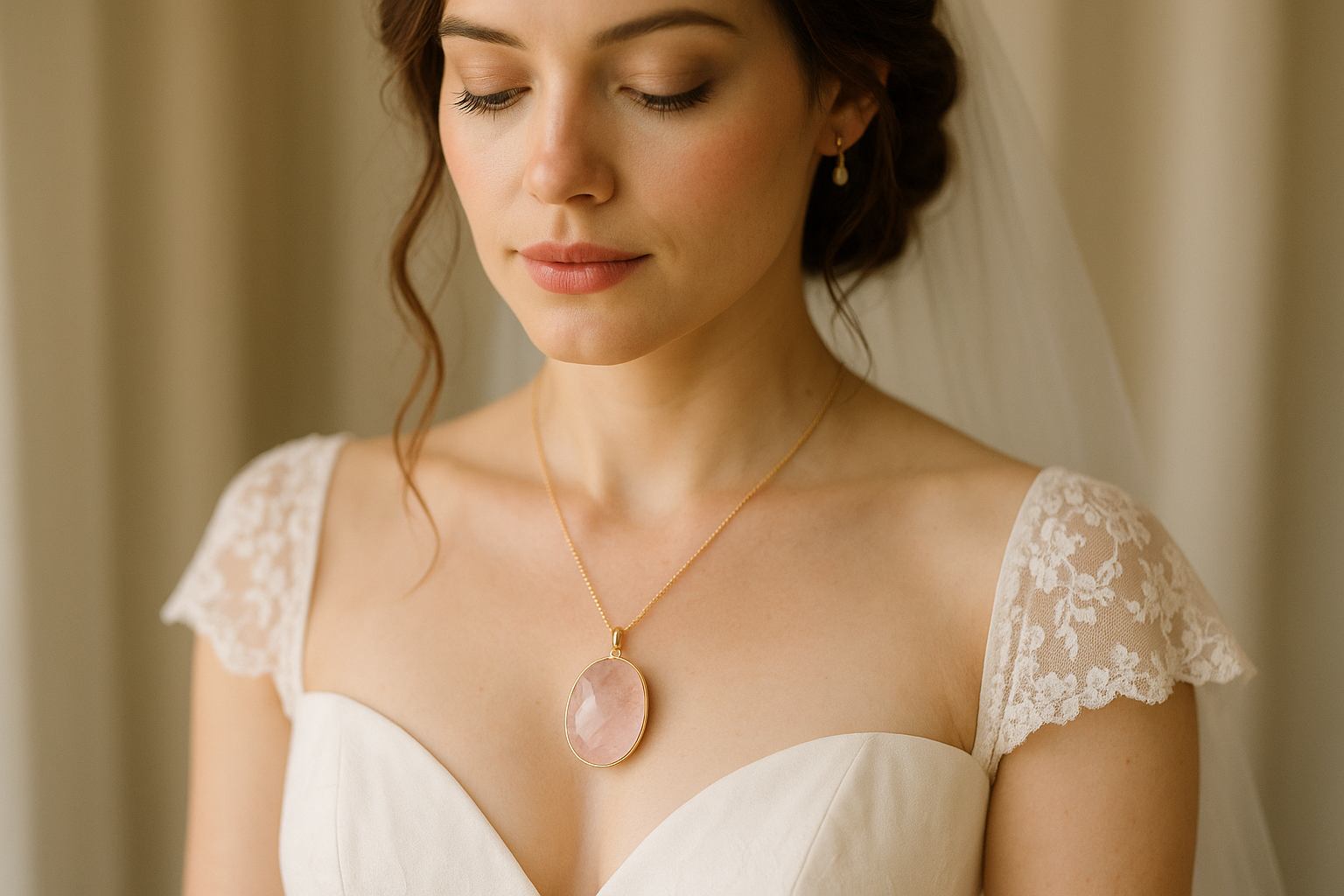 Hochzeit Standesamt Look – dezenter Kristallschmuck