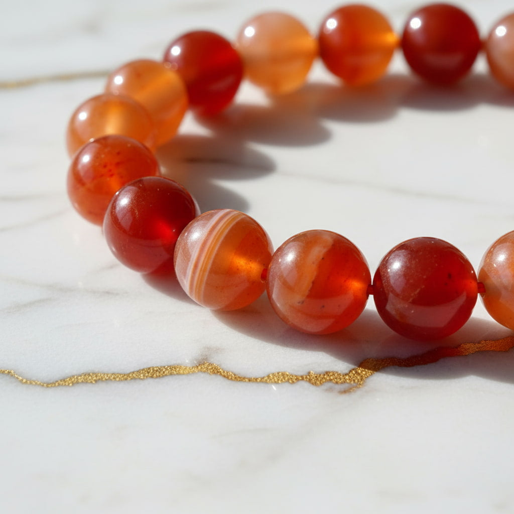 Karneol Kugelarmband – Lebensfreude & innere Stärke CrystalScents