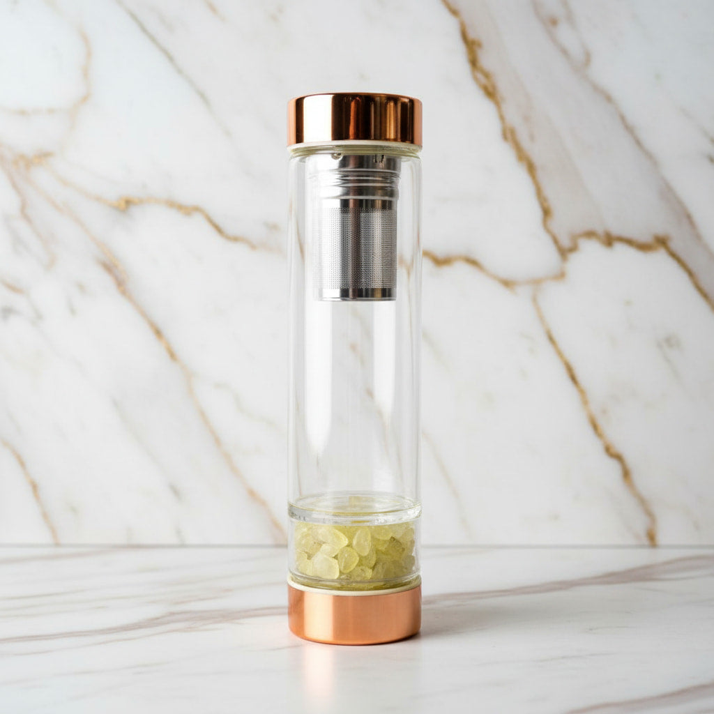 Citrin Glasflasche – Stilvoller Tee unterwegs CrystalScents
