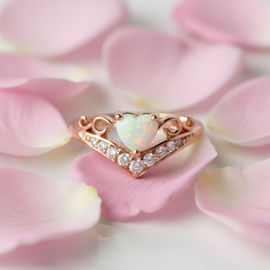 Opal Ring - Diadem mit Herzform
