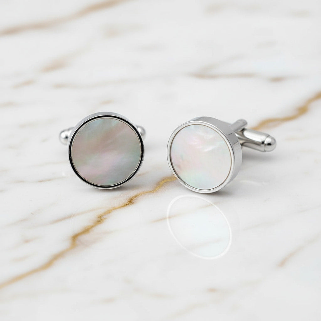 Manschettenknöpfe mit Perlmutt in Silber CrystalScents