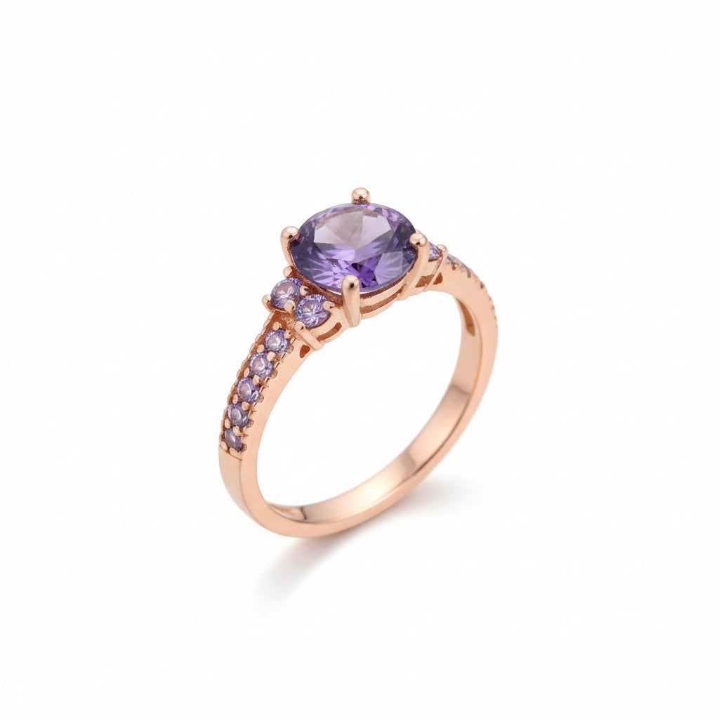 Ring Roségold – Runder violetter Akzent CrystalScents