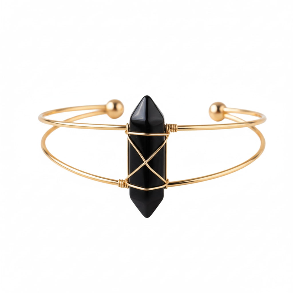 Obsidian Armreif – Offenes Design CrystalScents