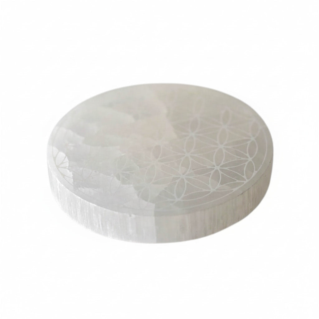 Selenit Scheibe mit Lebensblume – JETZT sichern CrystalScents