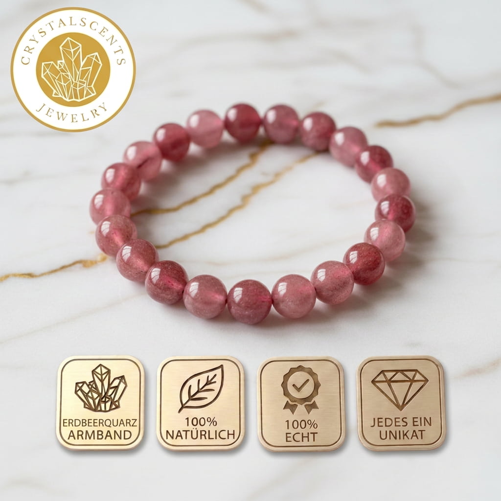 Erdbeerquarz Kugelarmband – Optimismus & Freude