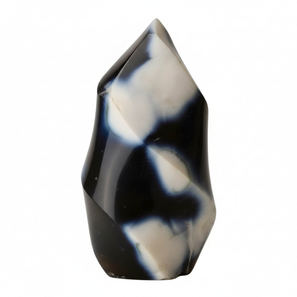 Achat Flamme Schwarz-Weiß – Ausdrucksstarkes Edelsteinobjekt CrystalScents