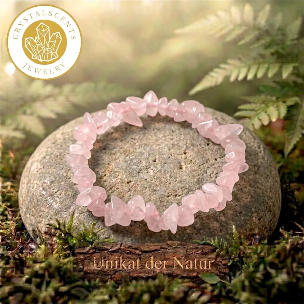 Rosenquarz Splitterarmband  – Herzensfreude & Harmonie