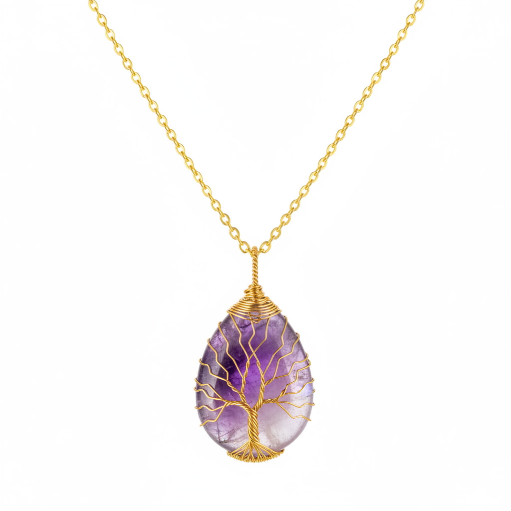 Amethyst Halskette – Baum Anhänger für Lebenskraft & Mut CrystalScents