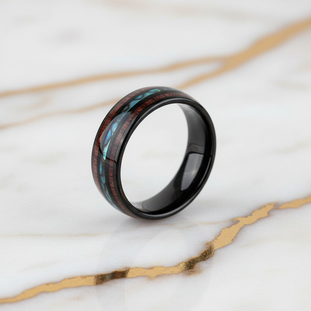 Ring Schwarz – Mit Holzmaserung & Blau CrystalScents
