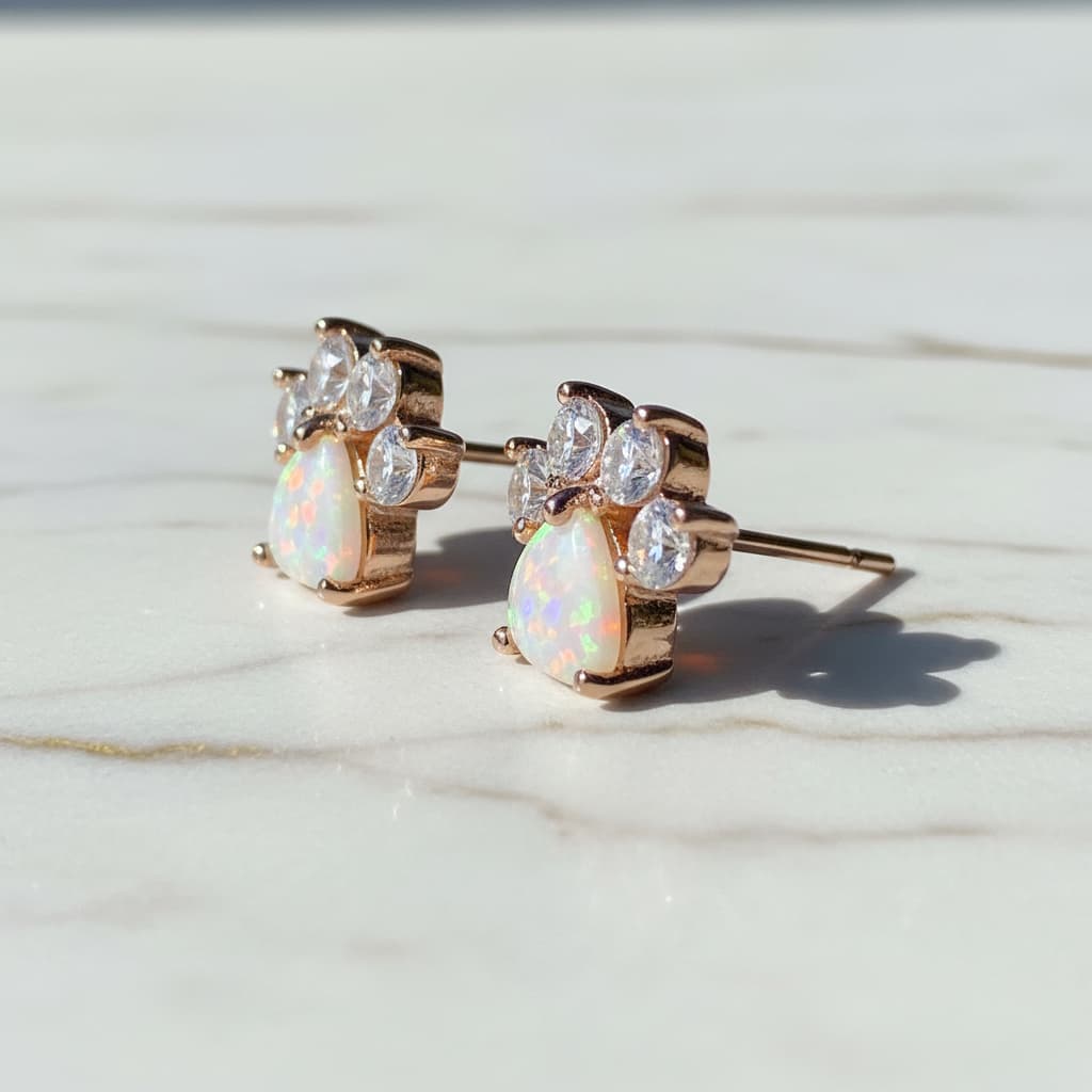 Opal Ohrstecker – Pfoten Design