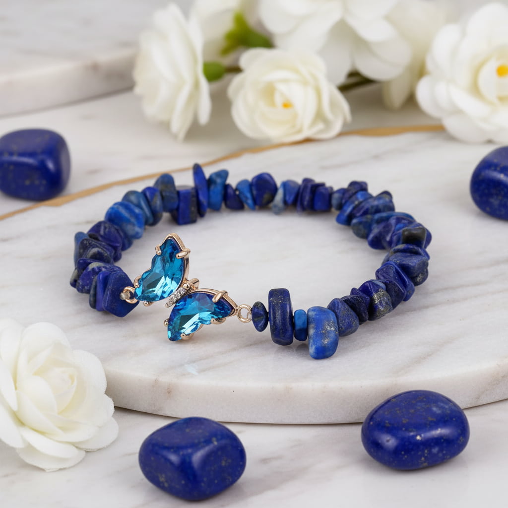 Lapislazuli Splitter Armband - Schmetterling