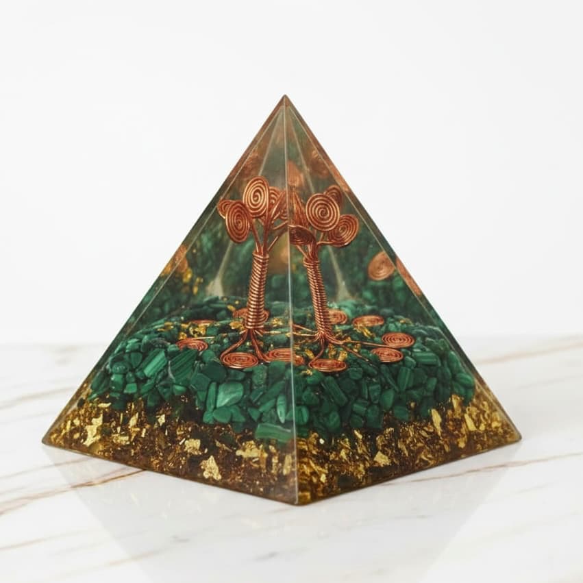 Orgonit Pyramide Malachit - Kupferbaum